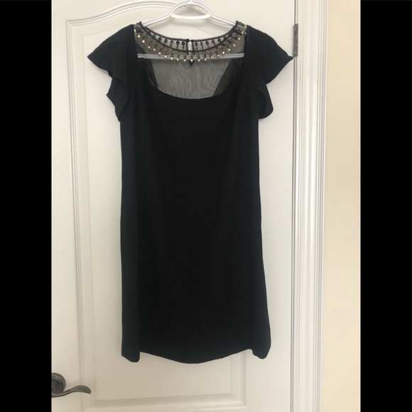 SPECIAL PRICE: Black, BCBG evening dress with jewelled collar and cap sleeve - Picture 2 of 5
